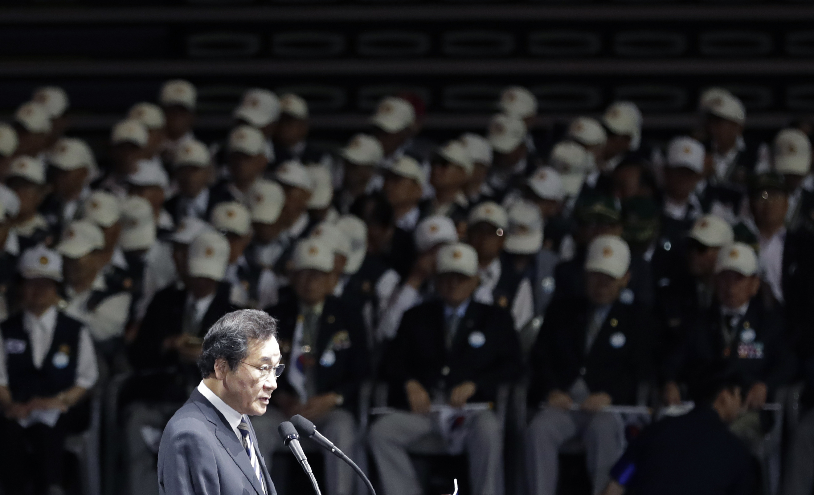 South Korean Prime Minister Lee Nak-yon delivers a speech during a ceremony to mark the 69th anniversary of the outbreak of the Korean War in Seoul, South Korea, Tuesday, June 25, 2019. South Korea and North Korea fought a devastating three-year war in the early 1950s that ended with an armistice, not a peace treaty. (AP Photo/Lee Jin-man)