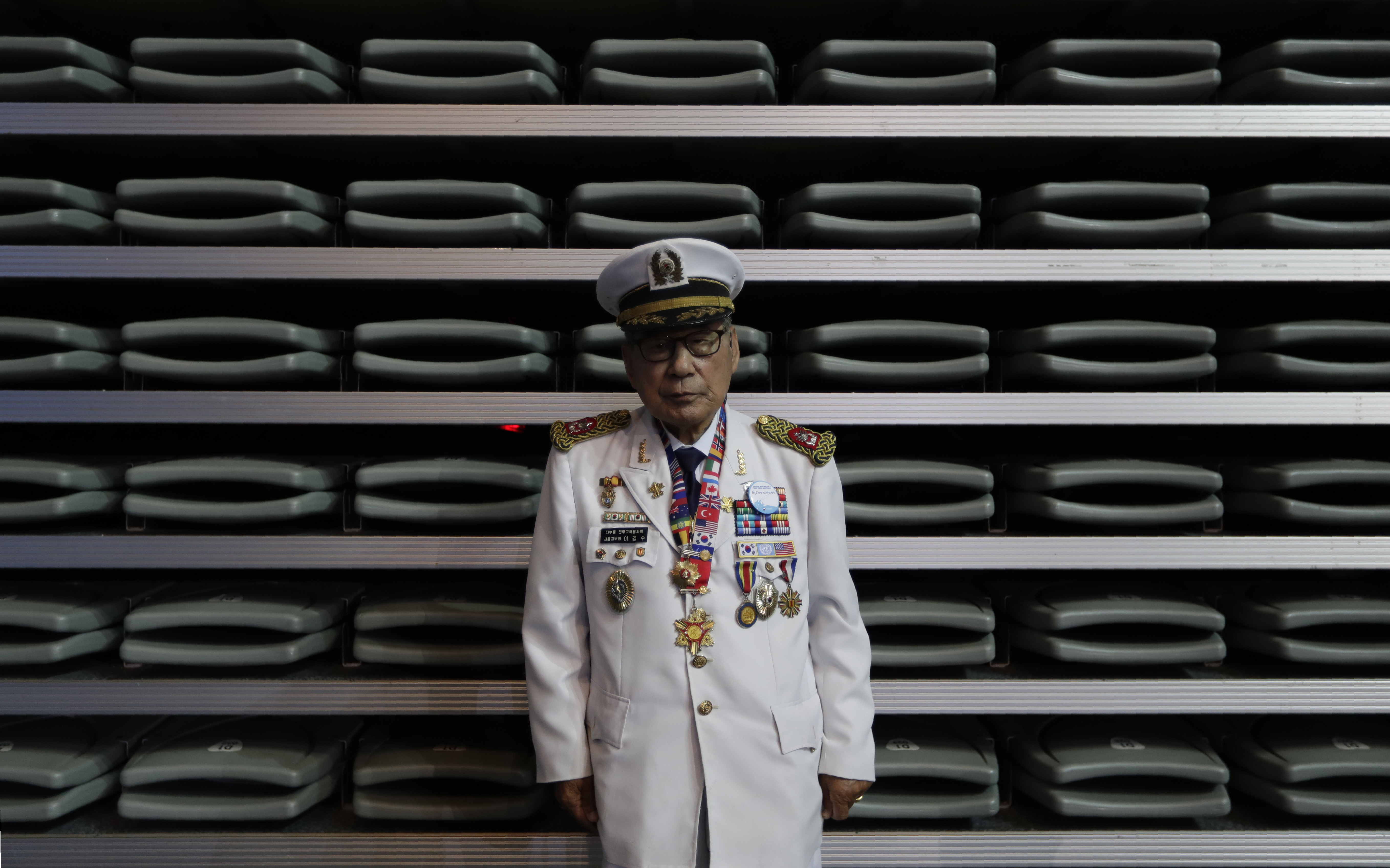A South Korean war veteran Lee Kyung-su, 90, who fought at Dabudong battle during the Korean War, poses for a photo before a ceremony to mark the 69th anniversary of the outbreak of the Korean War in Seoul, South Korea, Tuesday, June 25, 2019. South Korea and North Korea fought a devastating three-year war in the early 1950s that ended with an armistice, not a peace treaty. (AP Photo/Lee Jin-man)