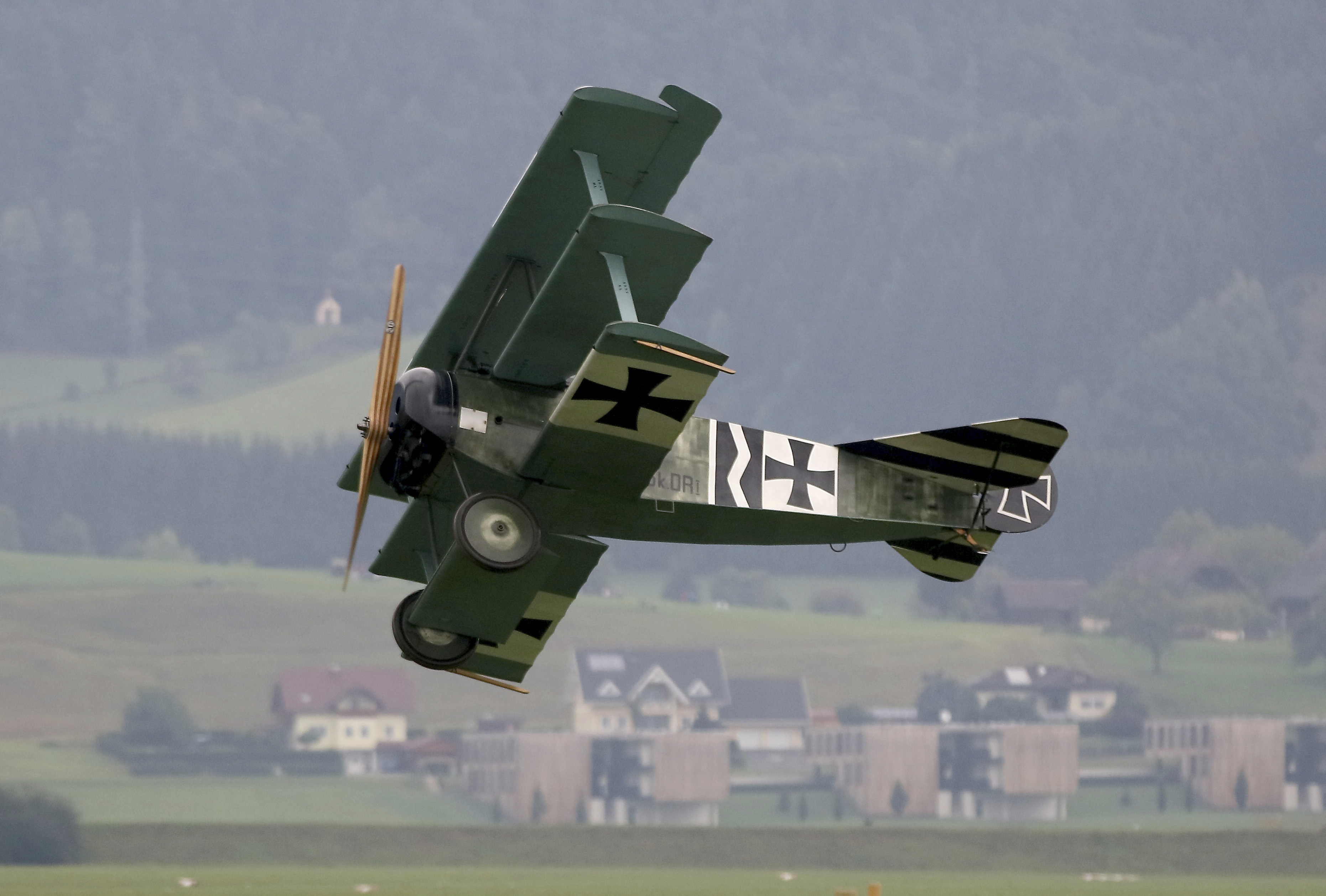 A Fokker DR I performs during the Airpower 19 airplane show in Zeltweg, Styria, Austria, Friday, Sept. 6, 2019. (AP Photo/Ronald Zak)