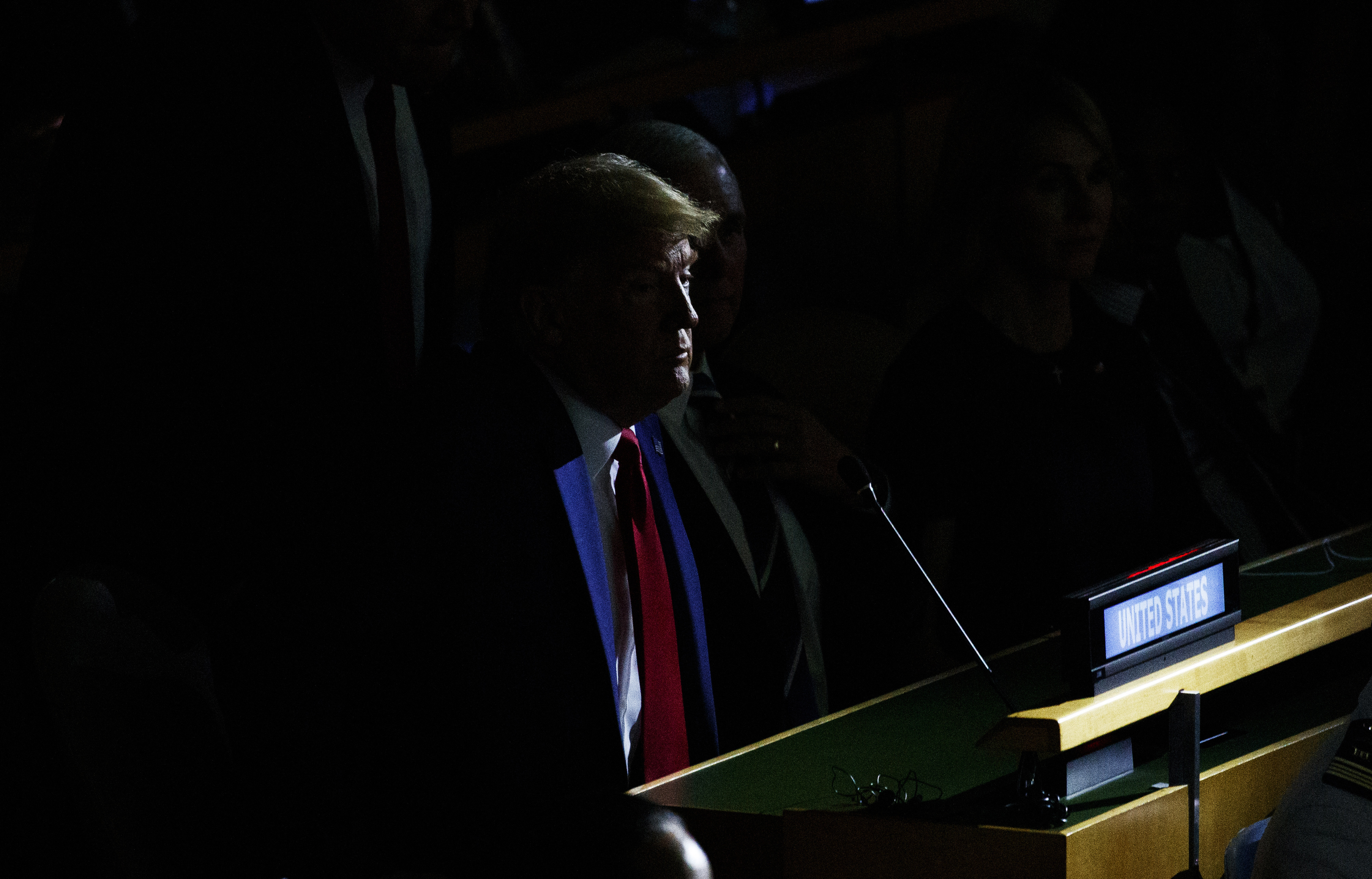 President Donald Trump listens during the the United Nations Climate Action Summit during the General Assembly at U.N. headquarters on Monday, Sept. 23, 2019. World leaders are convening at the annual U.N. General Assembly. They’re grappling with climate change, regional conflicts and a potential dispute in the Middle East that could impact the entire planet. U.N. Secretary-General Antonio Guterres will open the proceedings. He’ll be followed immediately by the traditional first speaker, Brazil, represented by its new president, Jair Bolsonaro, and the United States, represented by Trump. (AP Photo/Evan Vucci)