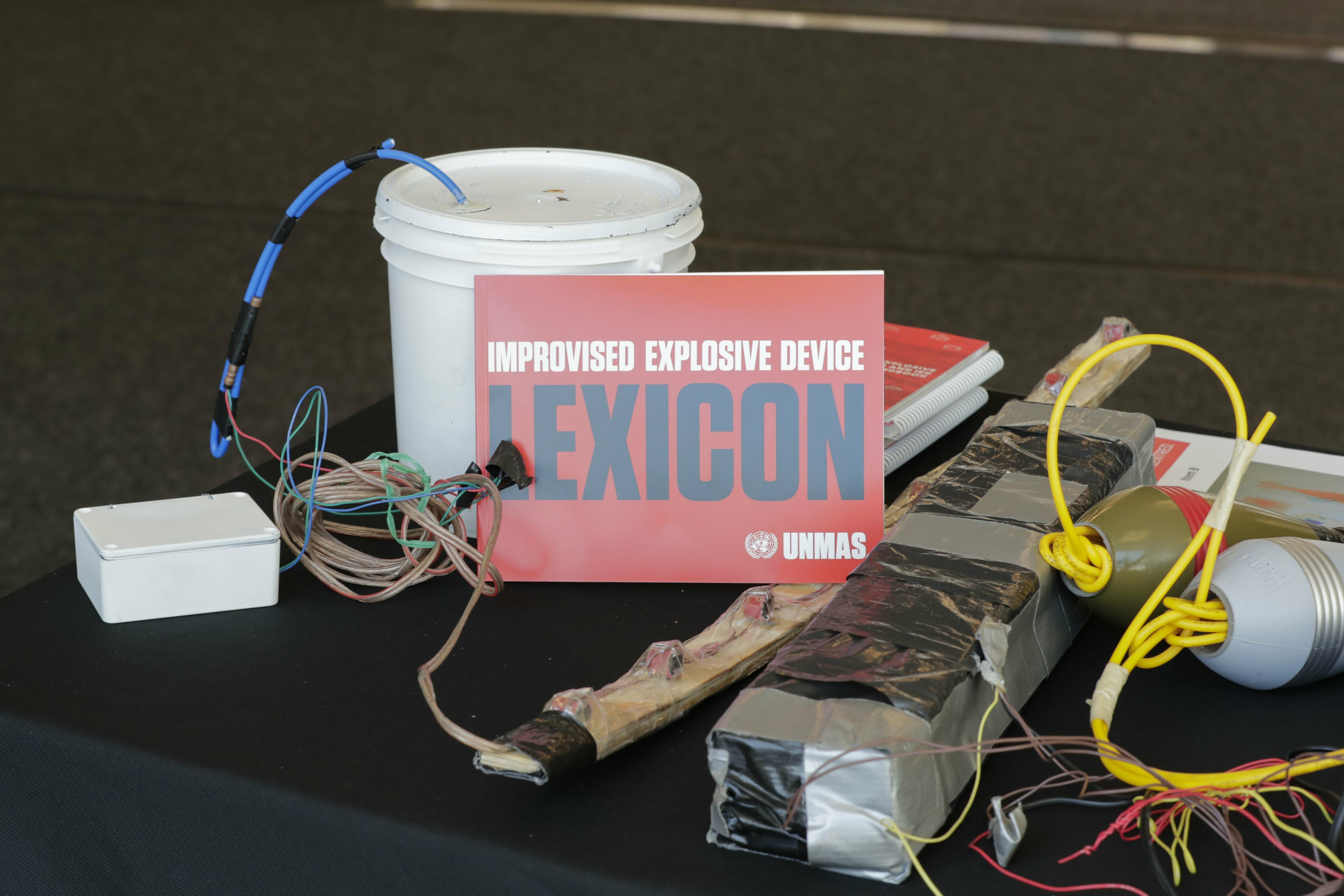 United Nations, New York, USA, April 04, 2019 - Improvised explosive device (IED) today at the UN Headquarters in New York for the International Mine Awareness Day 2019. Photo by: Luiz Rampelotto/EuropaNewswire/picture-alliance/dpa/AP Images