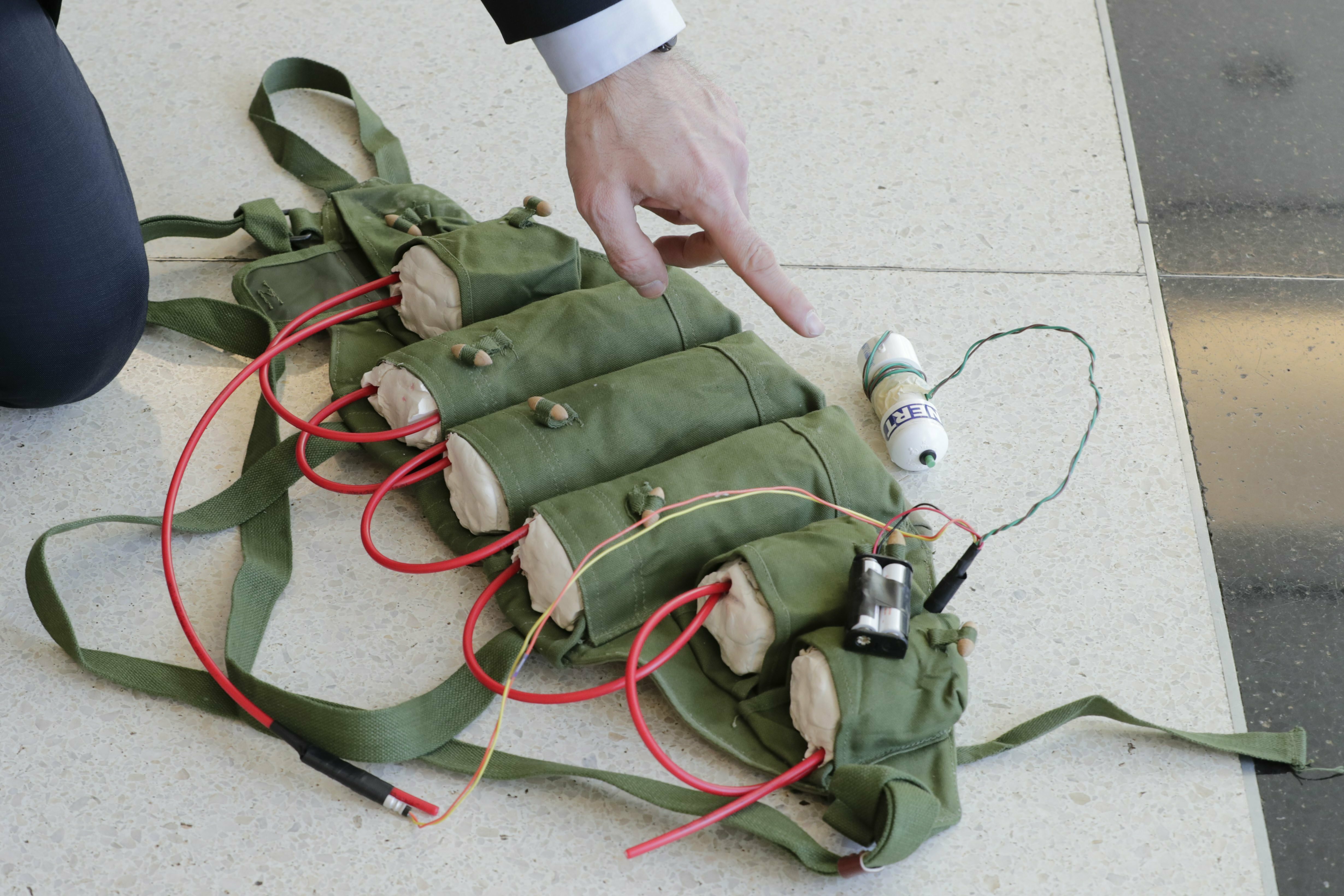 United Nations, New York, USA, April 04, 2019 - Improvised explosive device (IED) today at the UN Headquarters in New York for the International Mine Awareness Day 2019. Photo by: Luiz Rampelotto/EuropaNewswire/picture-alliance/dpa/AP Images