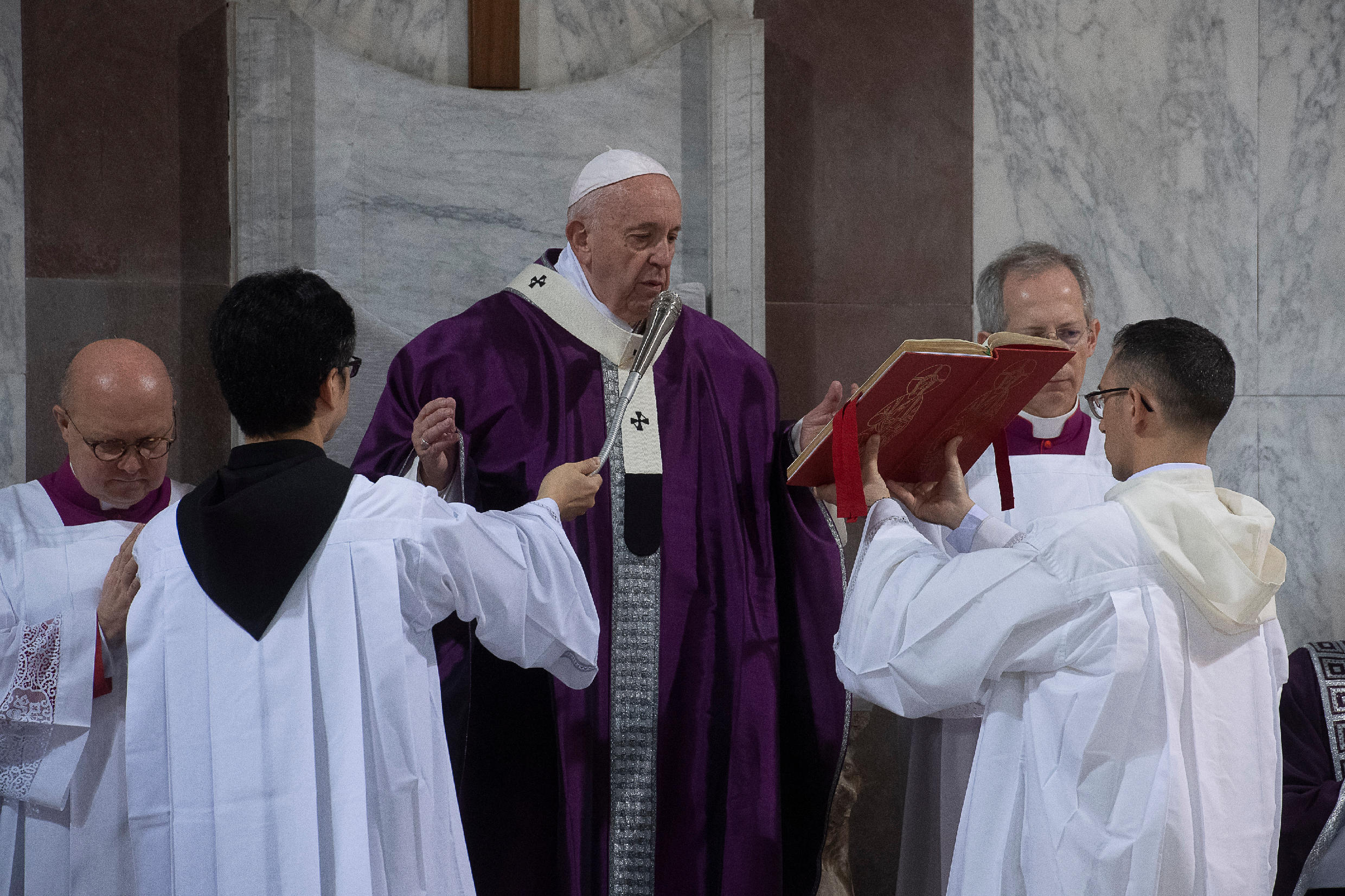 Papa Francesco alla Messa delle Ceneri (Foto Vatican Media/LaPresse27-02-2020)