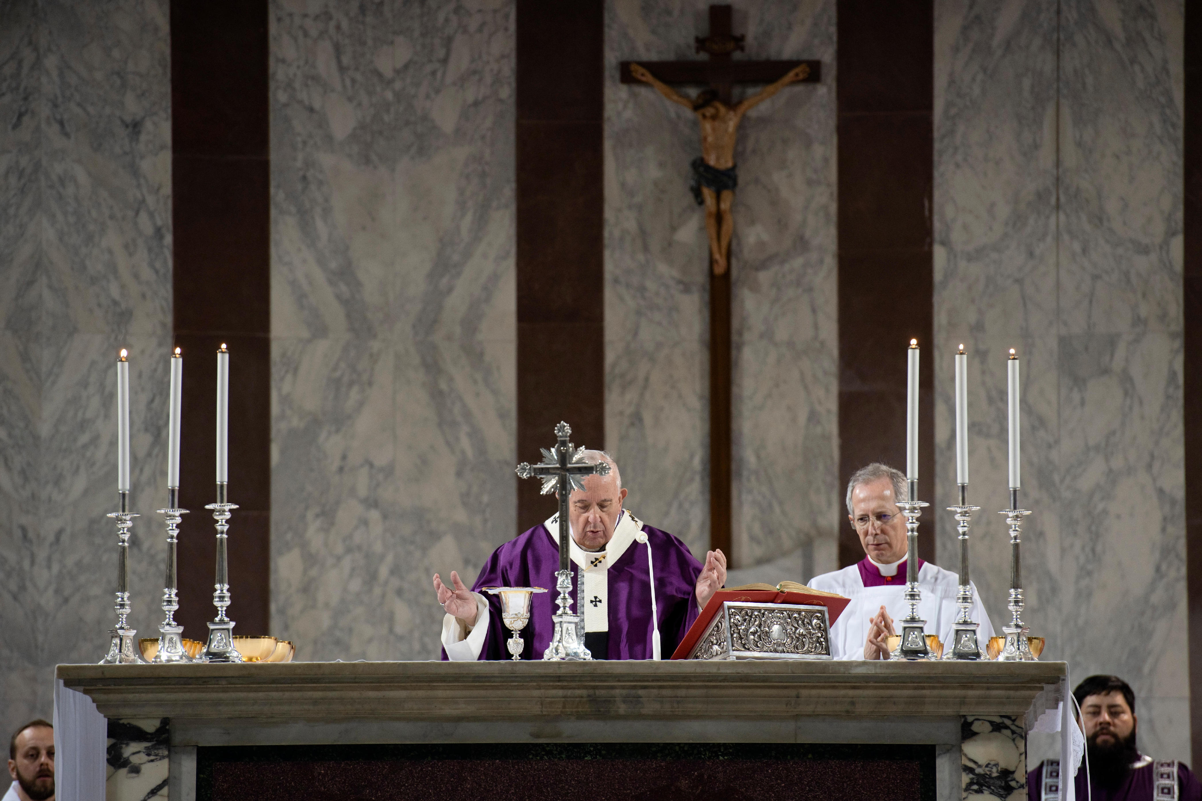 Papa Francesco alla Messa delle Ceneri (Foto Vatican Media/LaPresse27-02-2020)