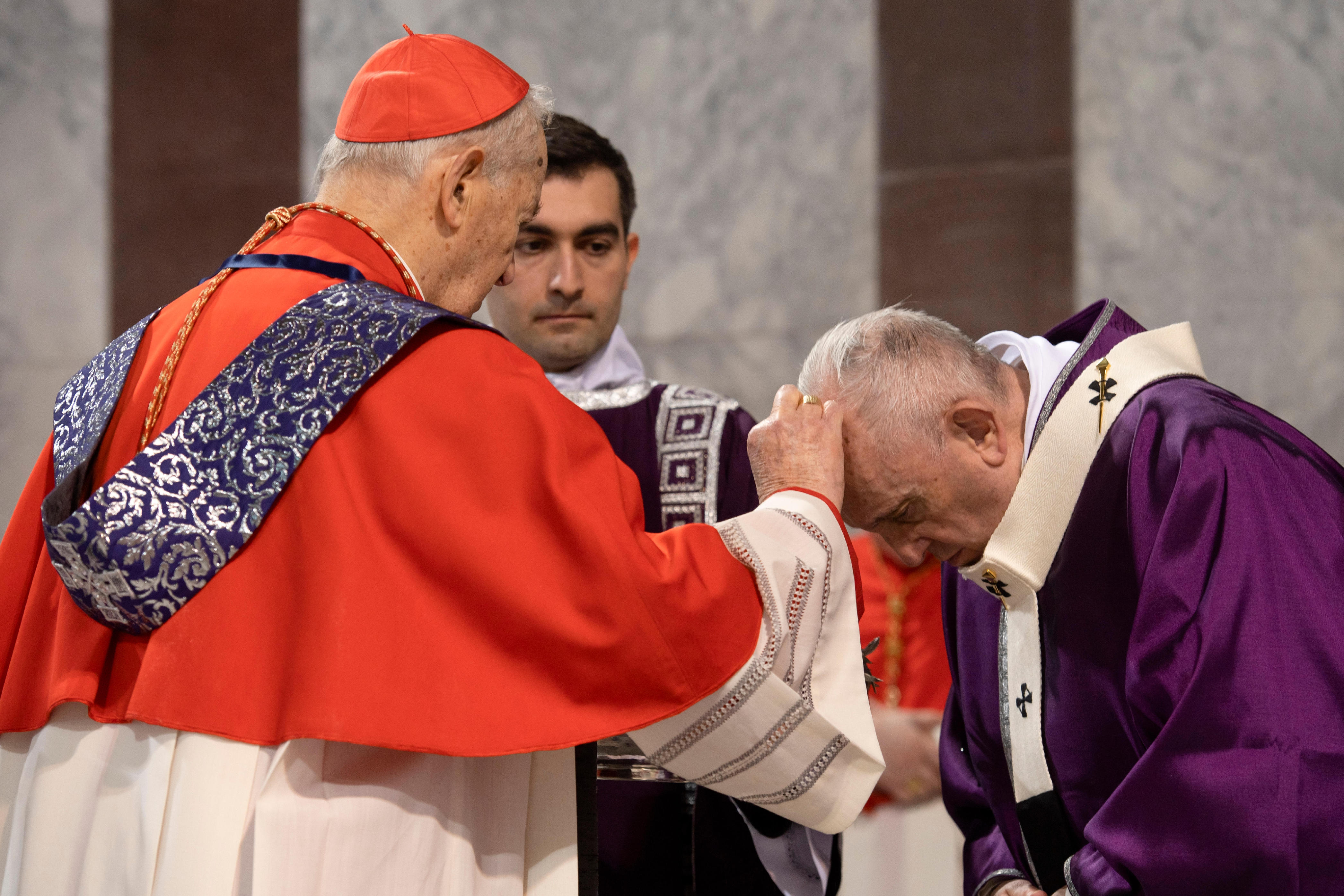 Papa Francesco alla Messa delle Ceneri (Foto Vatican Media/LaPresse27-02-2020)