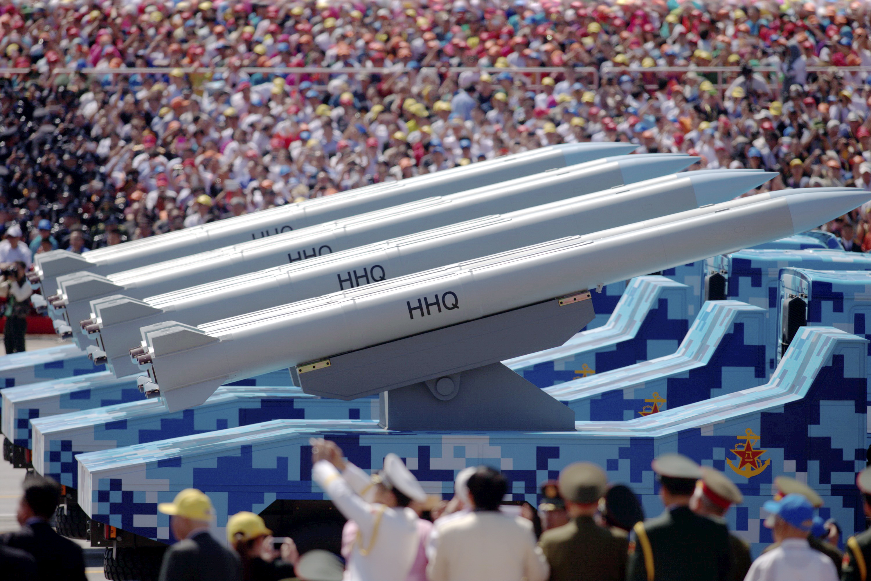 Military vehicles carrying HHQ-9 ship-to-air missiles march past the Tiananmen Rostrum during the military parade to commemorate the 70th anniversary of the victory in the Chinese People's War of Resistance Against Japanese Aggression in Beijing, China, 3 September 2015.

Chinese President Xi Jinping announced on Thursday (3 September 2015) he would cut troop levels by 300,000 as China held its biggest display of military might in a parade to commemorate victory over Japan in World War Two. Xi, speaking on the rostrum overlooking Beijing's Tiananmen Square before the parade began, said China would cut by 13 percent one of the world's biggest militaries, currently 2.3-million strong. The Defence Ministry said the cuts would be mostly complete by the end of 2017. The move is likely part of long-mooted military rationalization plans, which have included spending more money on high-tech weapons for the navy and air force. Troop numbers have been cut three times already since the 1980s.