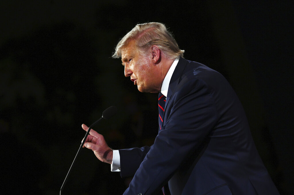 President Donald Trump and Democratic presidential candidate former Vice President Joe Biden participate in the first presidential debate Tuesday, Sept. 29, 2020, at Case Western University and Cleveland Clinic, in Cleveland. (Olivier Douliery/Pool vi AP)