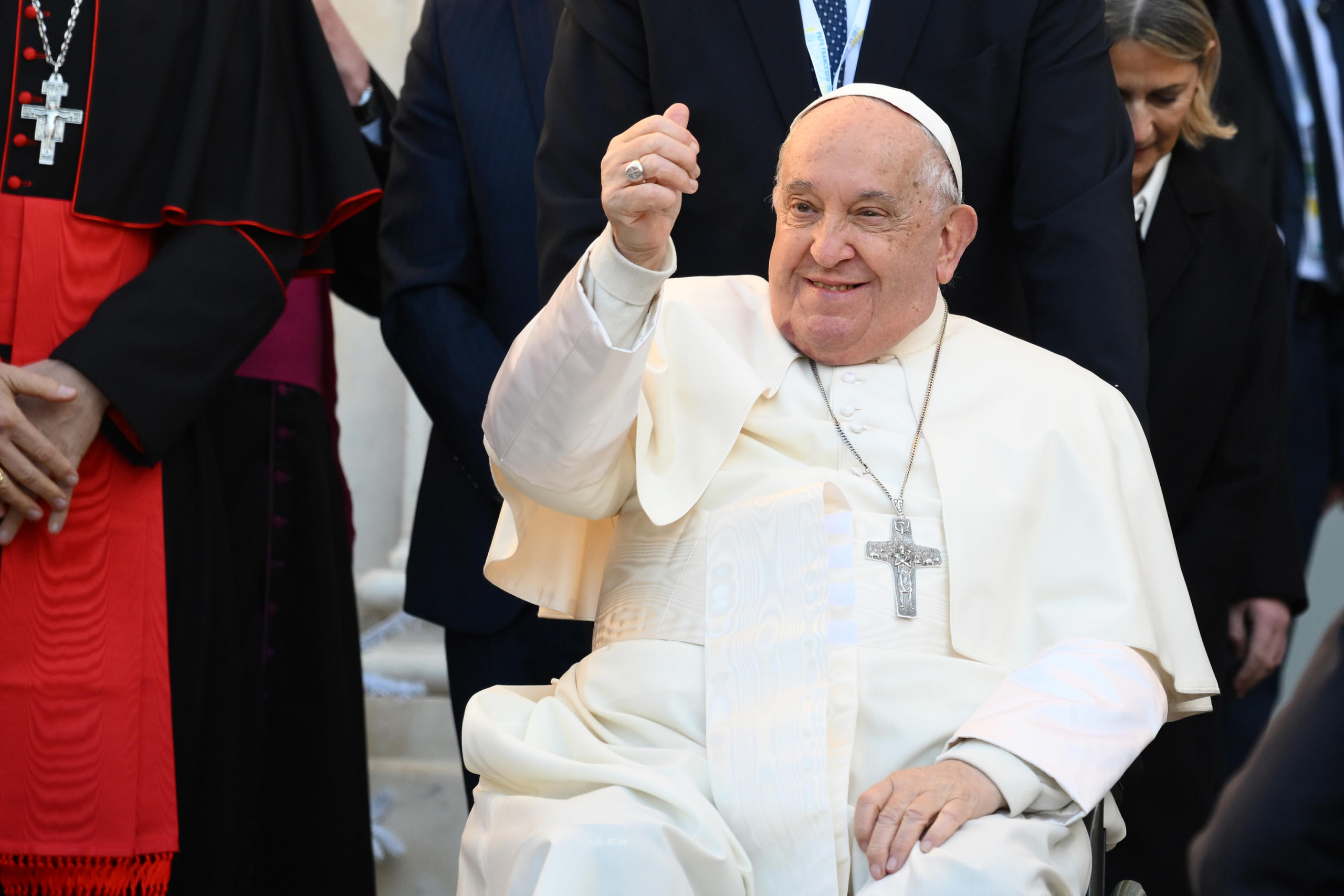 Pope Francis arrives at Cathedral of Our Lady of the Assumption in Ajaccio, Corsica island, France, 15 December 2024.    ANSA/ETTORE FERRARI