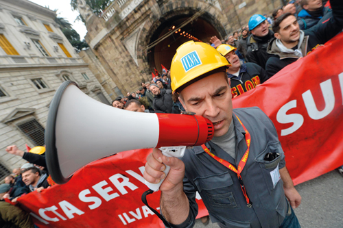 Manifestazione di lavoratori