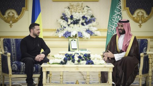 epaselect epa11954813 A handout photo made available by Ukraine's Presidential Press Service on 11 March 2025 shows Ukrainian President Volodymyr Zelensky (L) attending a meeting with Saudi Crown Prince and Prime Minister Mohammed bin Salman Al Saud (R) in Jeddah, Saudi Arabia, late 10 March 2025 (issued 11 March 2025). The two leaders met ahead of planned talks between the Ukrainian and US delegations in Jeddah.  EPA/UKRAINE PRESIDENTIAL PRESS SERVICE HANDOUT  HANDOUT EDITORIAL USE ONLY/NO SALES